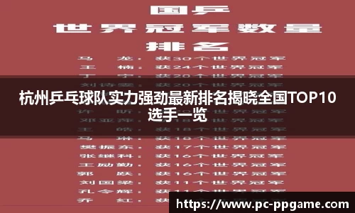 杭州乒乓球队实力强劲最新排名揭晓全国TOP10选手一览